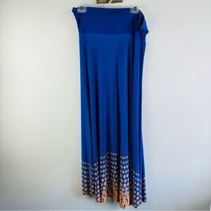 Lularoe Blue Yellow‎ Orange Floral Print Maxi Skirt